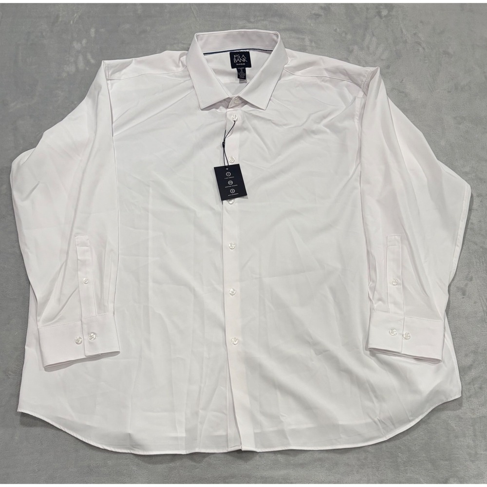 NEW Jos A Bank Mens Traveler Tailored Fit Dress Shirt 3XB White Stretch Preppy